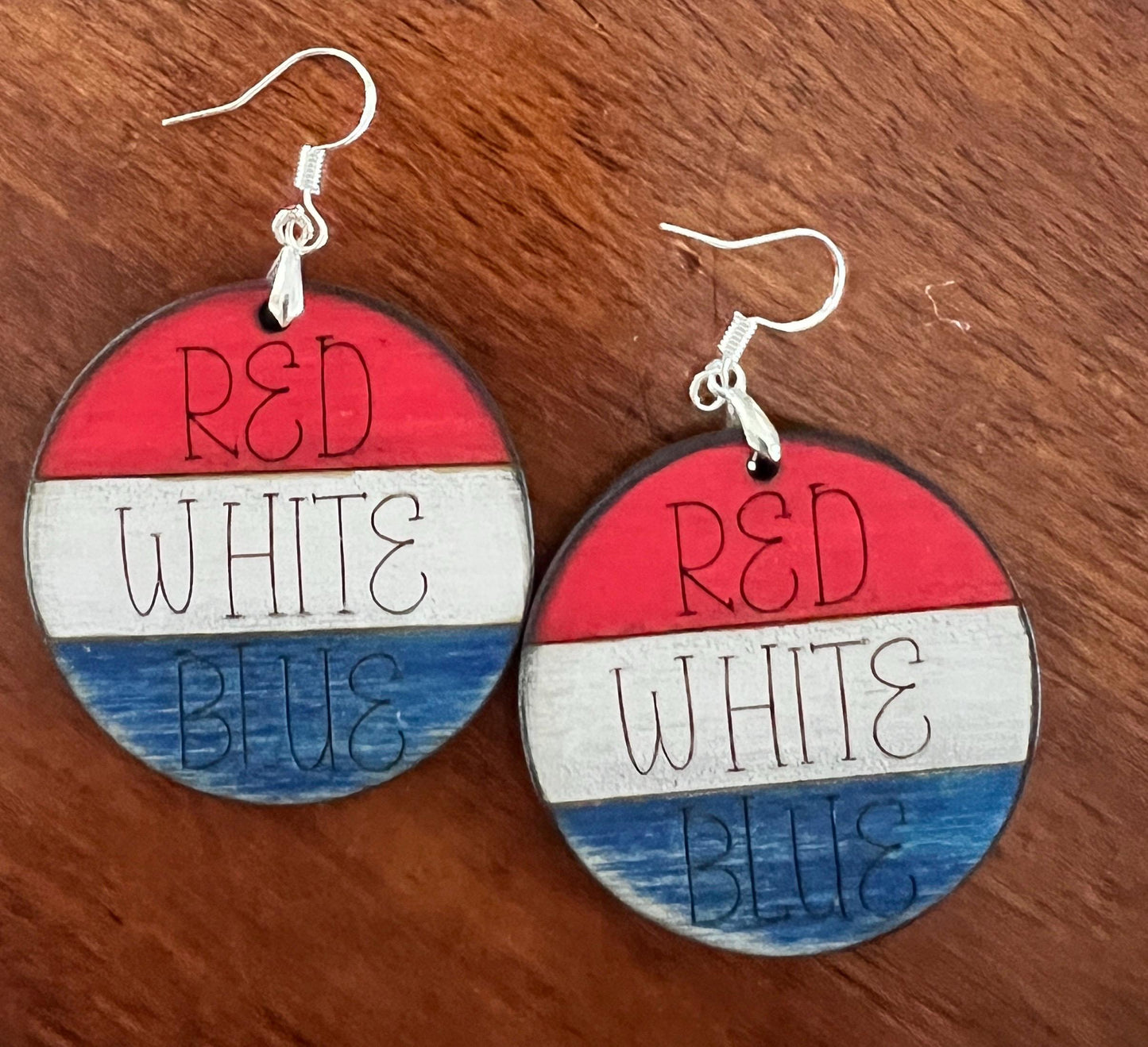 Dangle Red White and Blue Earrings