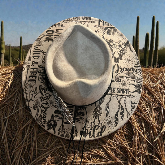 Wild & Free Vegan Suede Adjustable Wide Brim Hat