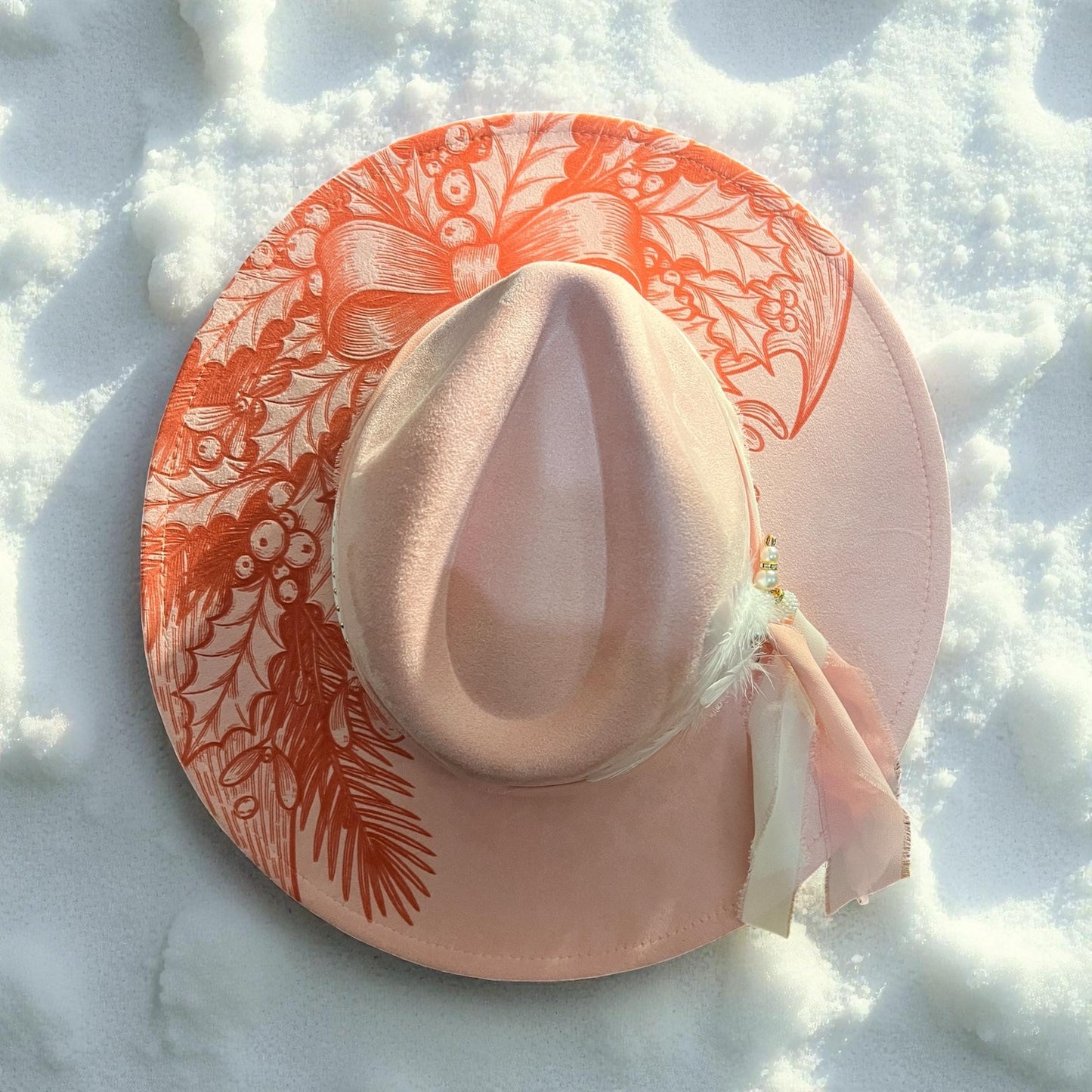Pointsetta Bow Vegan Suede Adjustable Wide Brim Hat