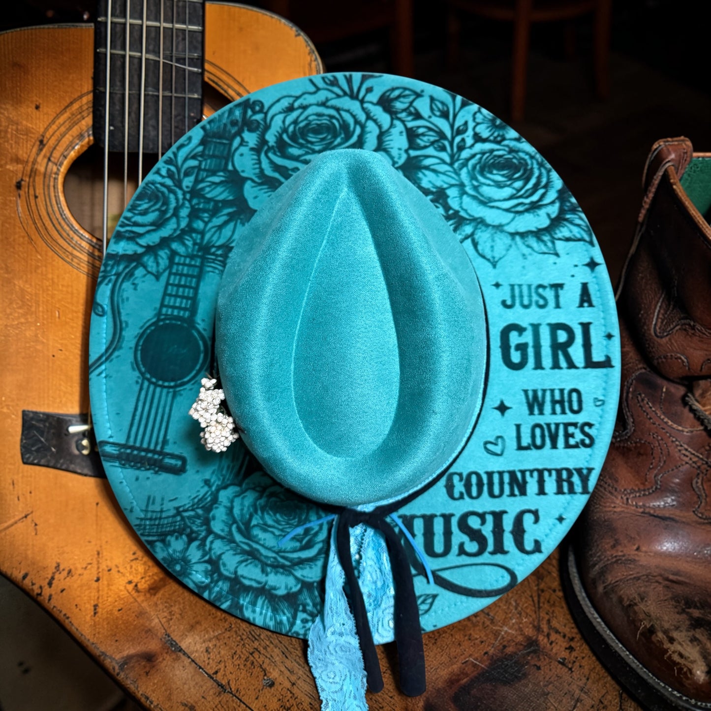 The Country Song Bird Vegan Suede Adjustable Wide Brim Hat