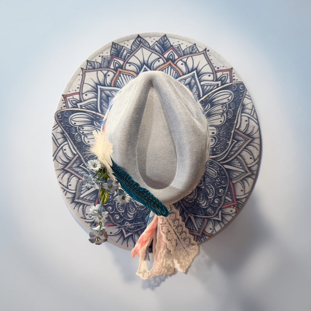 Whispering Wings | Blue Mandala Butterfly Wide Brim Ha