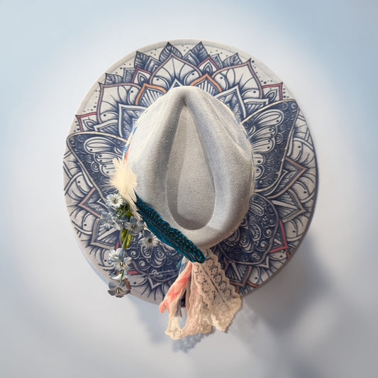 Whispering Wings | Blue Mandala Butterfly Wide Brim Ha