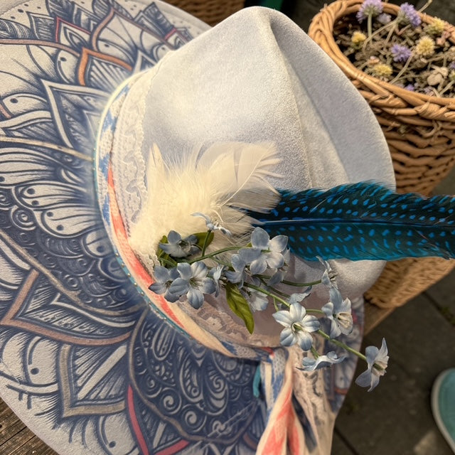 Whispering Wings | Blue Mandala Butterfly Wide Brim Ha