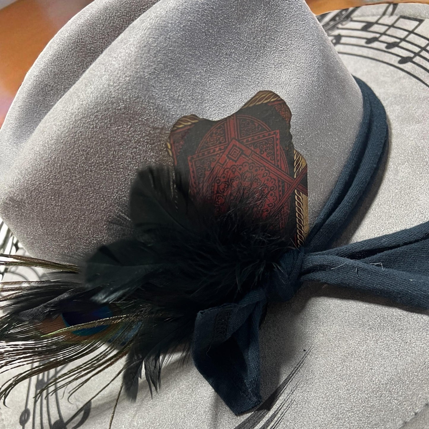 Music Row Wide Brim Hat - Laser Engraved Guitar & Musical Notes Boho Western Hat