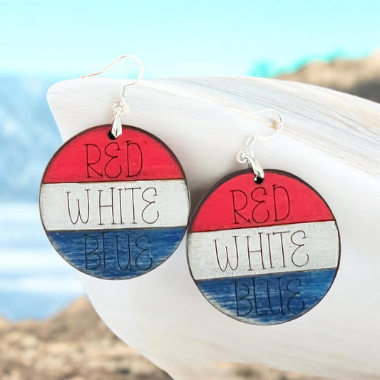Dangle Red White and Blue Earrings